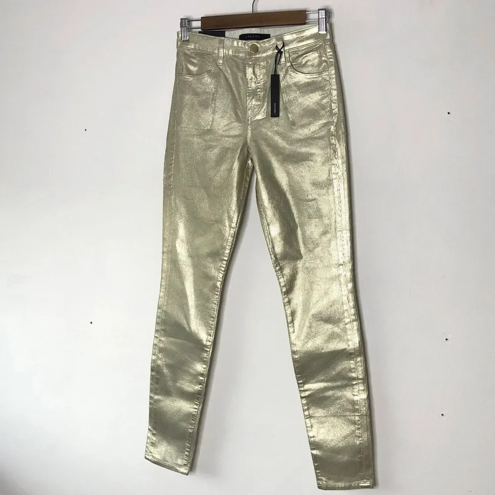 J Brand Maria High Rise Skinny Ribbed Gold Messaline Corduroy Pants Size 25 NWT - Picture 13 of 14